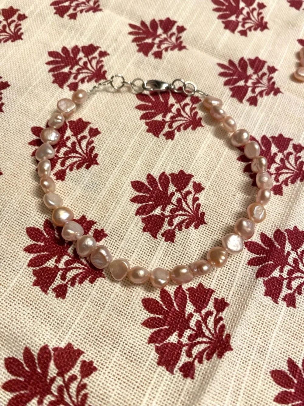 Delicate Pink Freshwater Pearl Bracelet with Silver Clasp